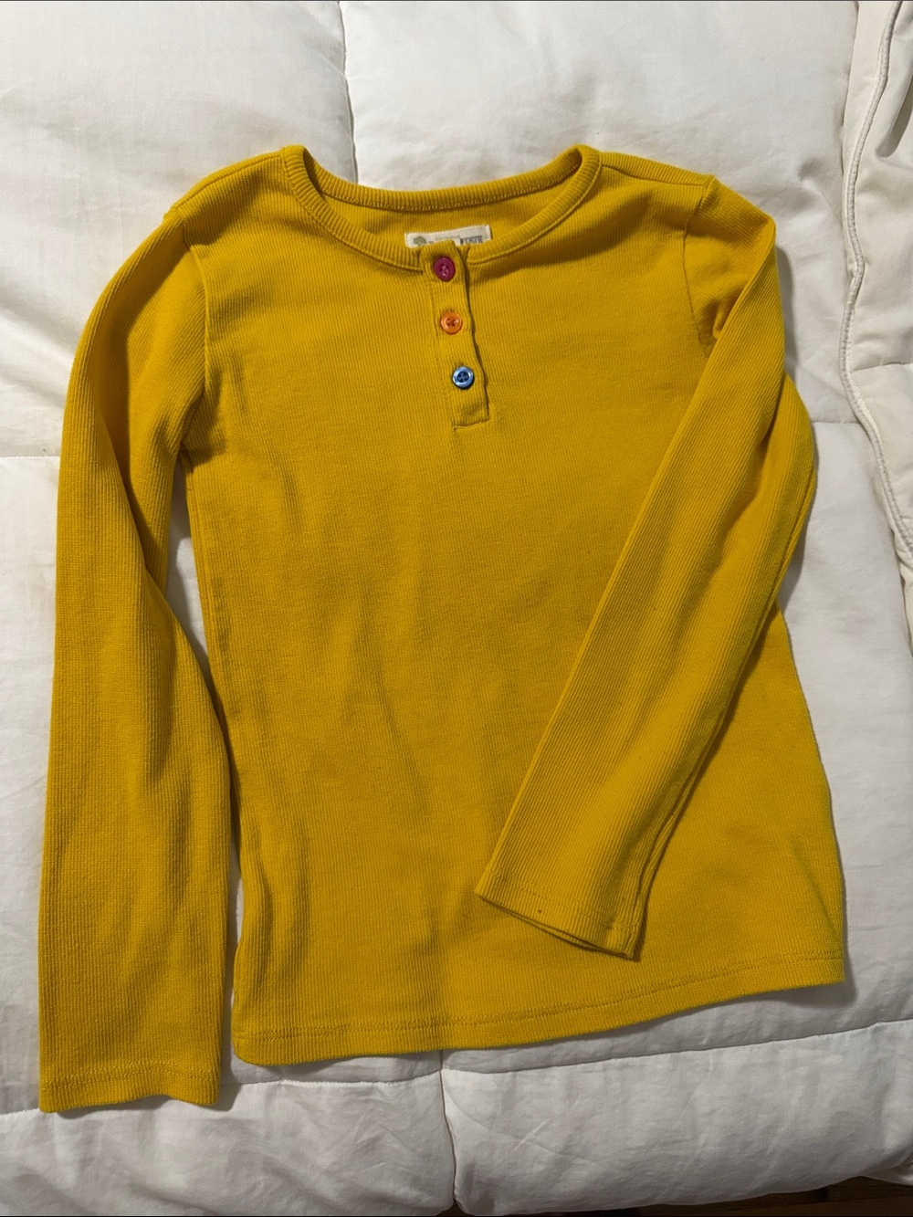 Tucker + Tate Mustard Yellow Long-Sleeve Henley with Multi-Color Buttons